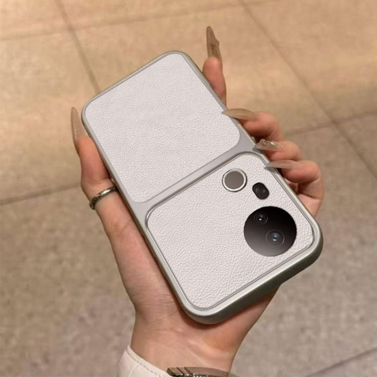 For vivo S20 Pro Large Window Leather Textured Coated TPU Phone Case - White