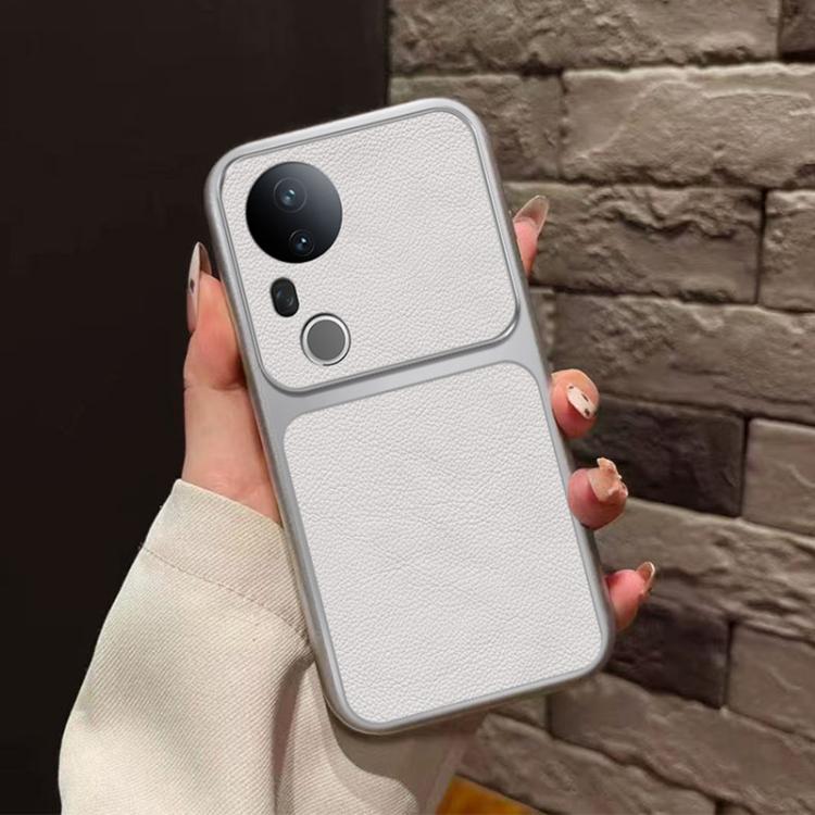 For vivo S20 Pro Large Window Leather Textured Coated TPU Phone Case - White
