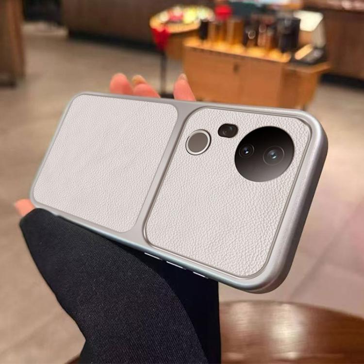 For vivo S20 Pro Large Window Leather Textured Coated TPU Phone Case - White