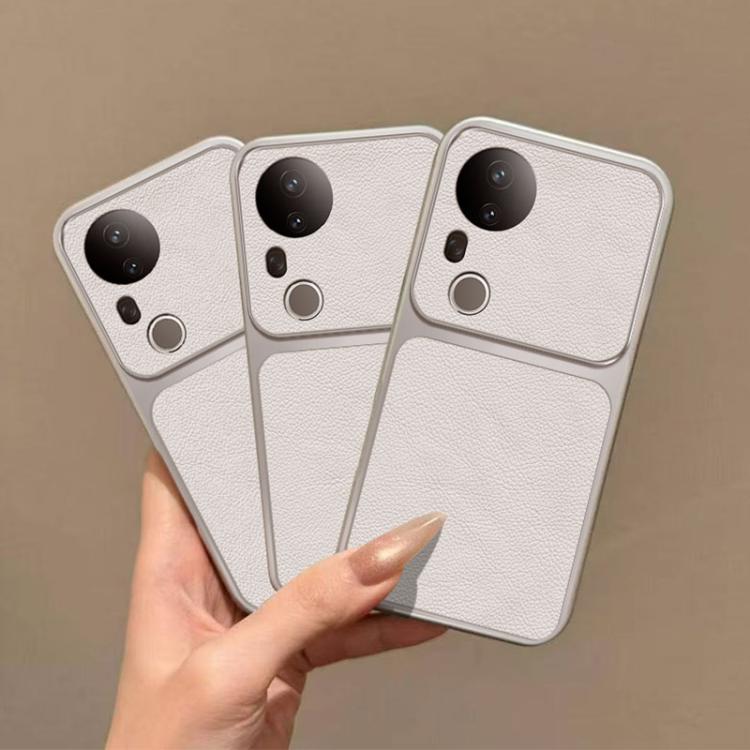 For vivo S20 Pro Large Window Leather Textured Coated TPU Phone Case - White