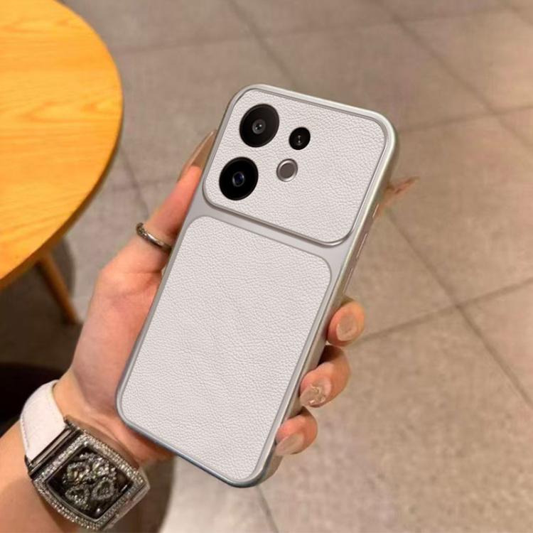 For vivo S30 Large Window Leather Textured Coated TPU Phone Case - White