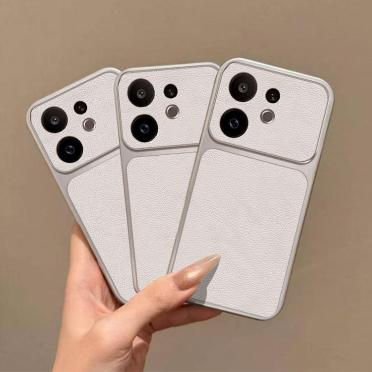 For vivo S30 Large Window Leather Textured Coated TPU Phone Case - White