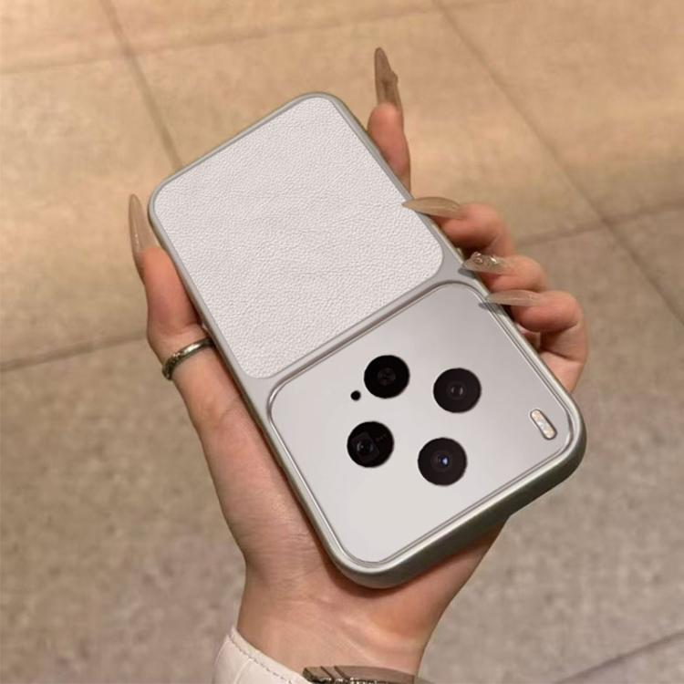 For vivo X300s Large Window Leather Textured Coated TPU Phone Case - White