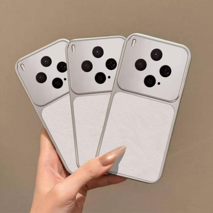 For vivo X300s Large Window Leather Textured Coated TPU Phone Case - White