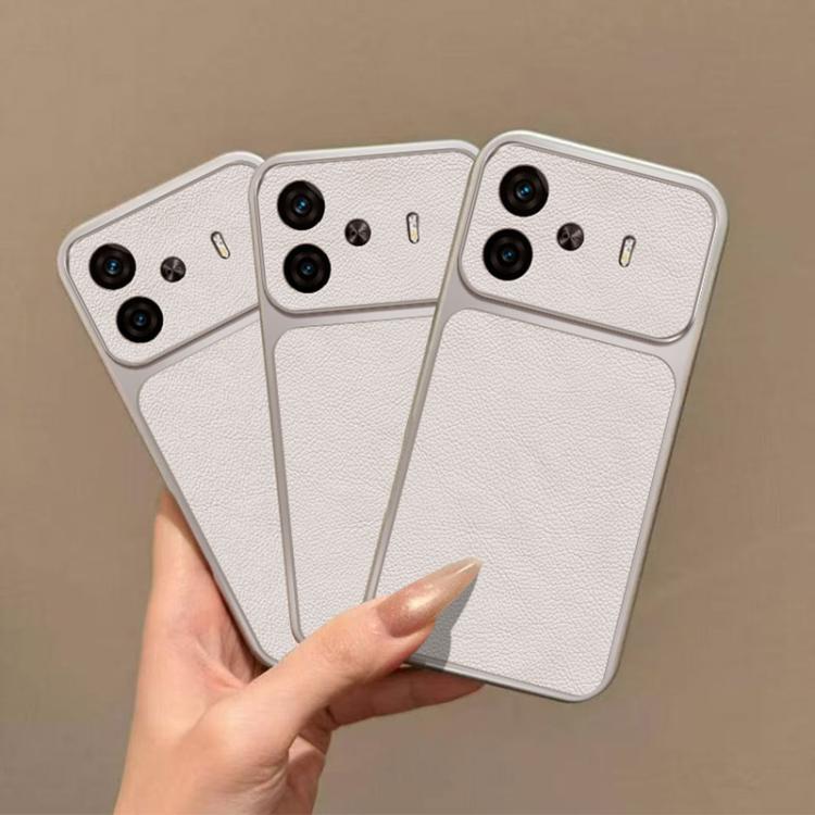 For vivo iQOO Z9 Global Large Window Leather Textured Coated TPU Phone Case - White