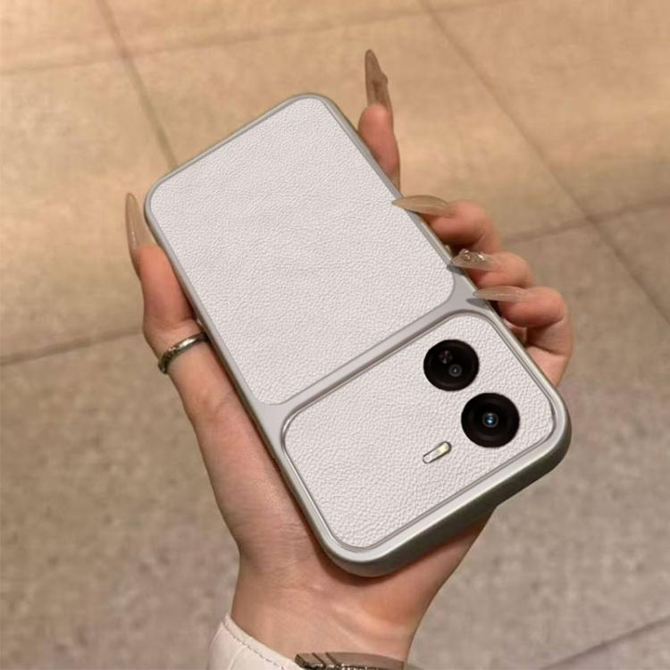 For vivo iQOO Z9x Large Window Leather Textured Coated TPU Phone Case - White