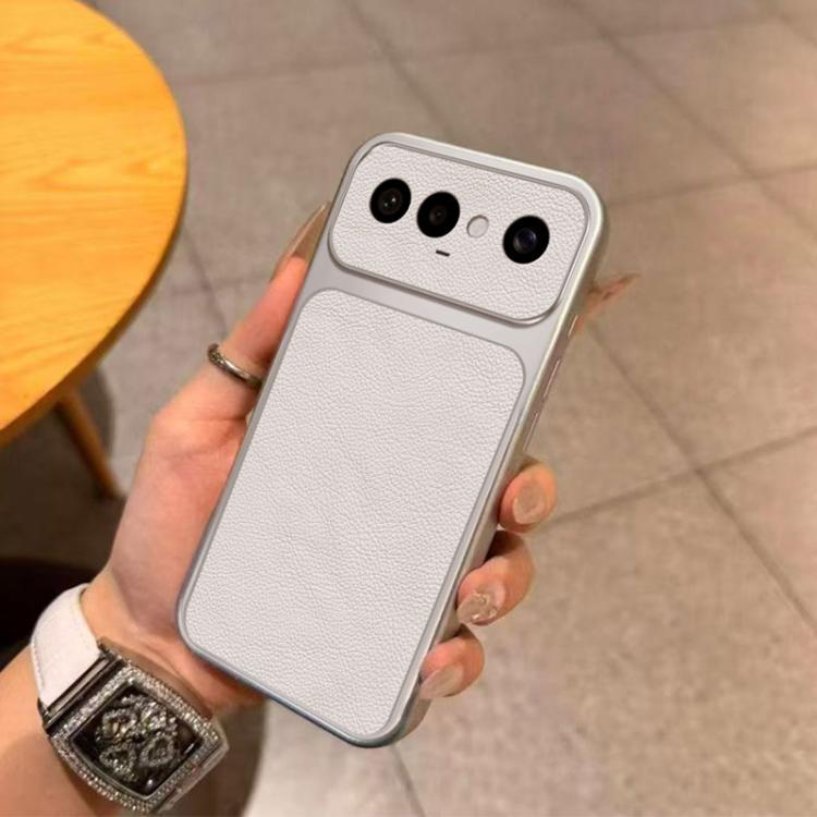 For vivo S50 Pro mini 5G Large Window Leather Textured Coated TPU Phone Case - White