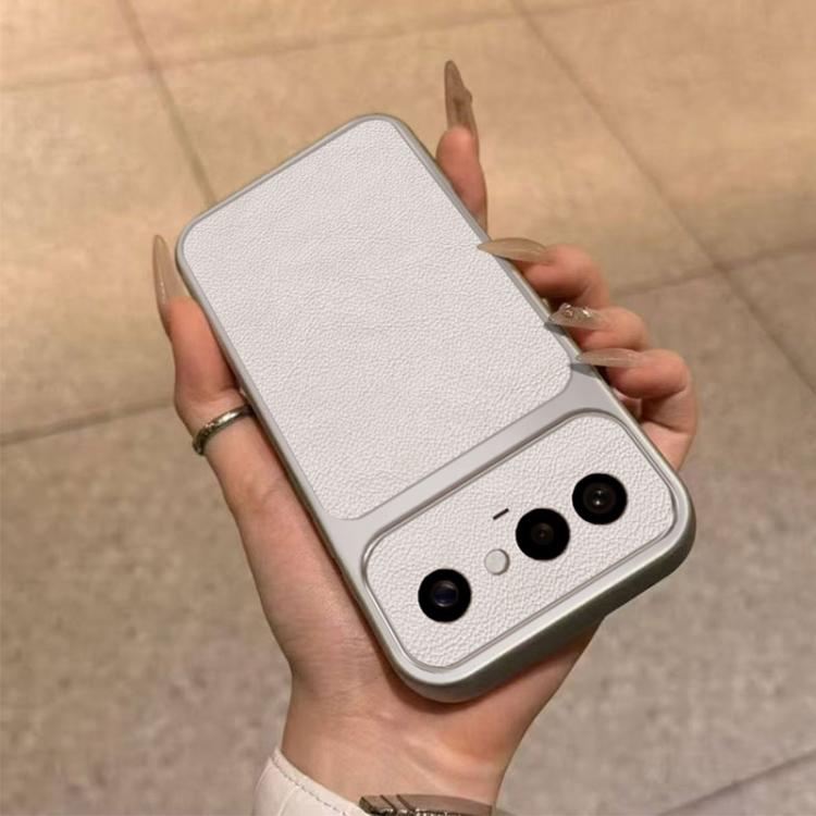 For vivo S50 Pro mini 5G Large Window Leather Textured Coated TPU Phone Case - White