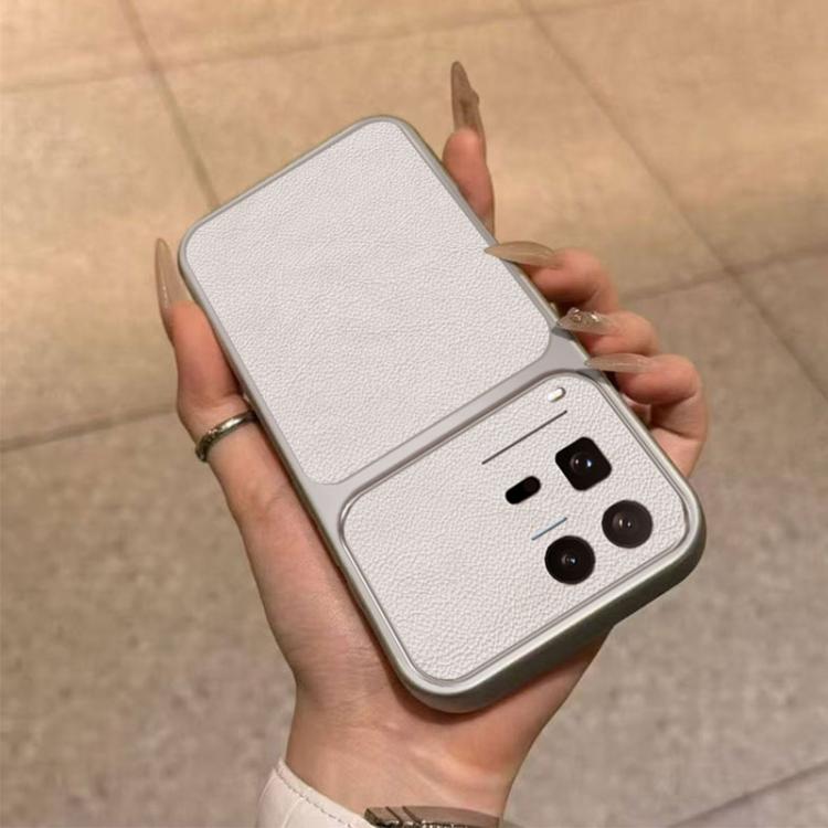 For vivo iQOO15 Ultra 5G Large Window Leather Textured Coated TPU Phone Case - White