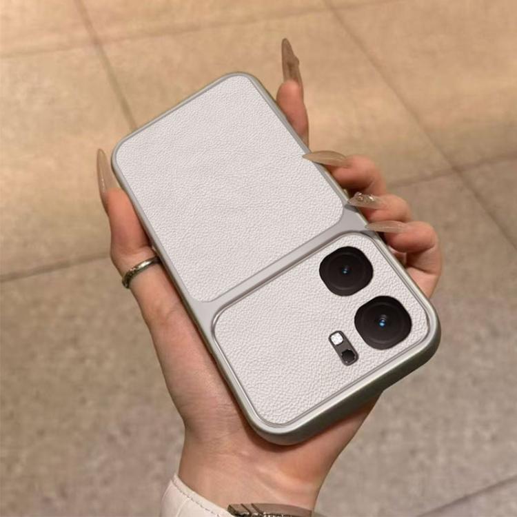 For vivo iQOO Neo9 Large Window Leather Textured Coated TPU Phone Case - White