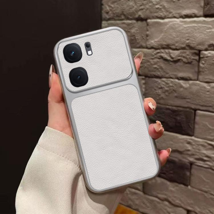 For vivo iQOO Neo9 Large Window Leather Textured Coated TPU Phone Case - White