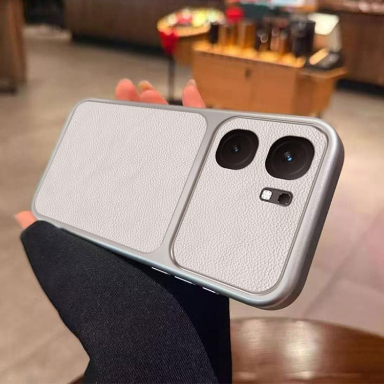 For vivo iQOO Neo9 Large Window Leather Textured Coated TPU Phone Case - White