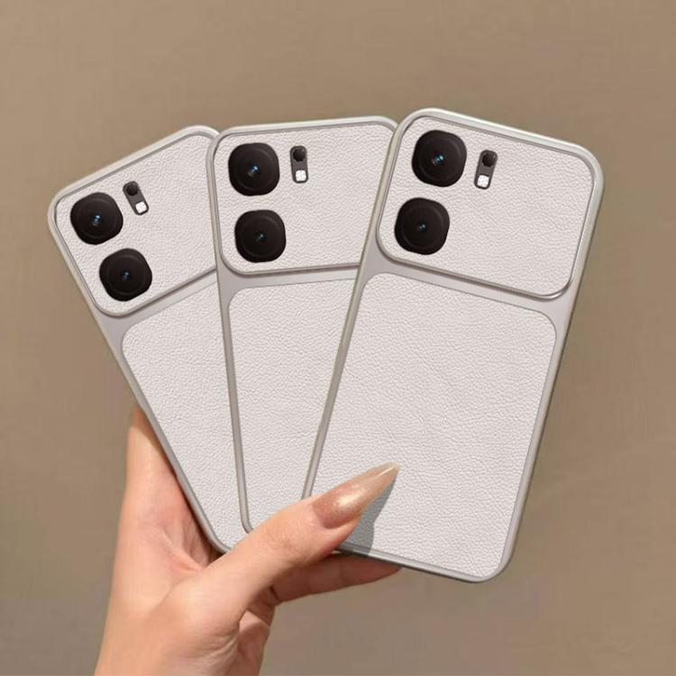 For vivo iQOO Neo9 Large Window Leather Textured Coated TPU Phone Case - White