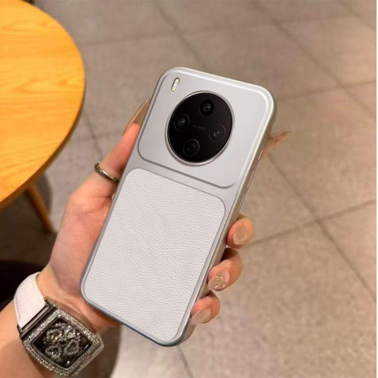 For vivo Y500 Pro 5G Large Window Leather Textured Coated TPU Phone Case - White