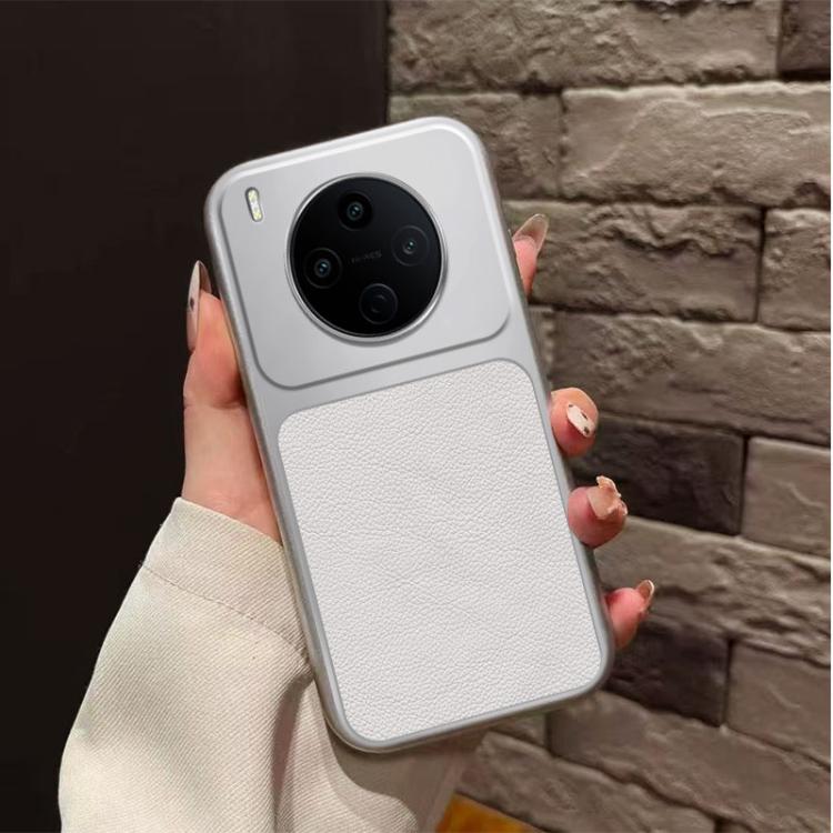 For vivo Y500 Pro 5G Large Window Leather Textured Coated TPU Phone Case - White