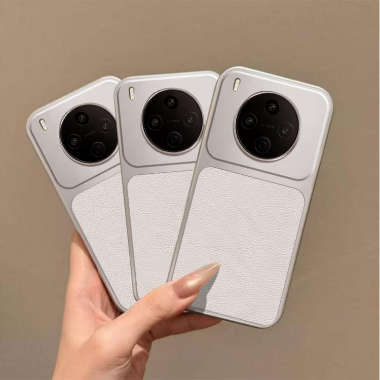 For vivo Y500 Pro 5G Large Window Leather Textured Coated TPU Phone Case - White