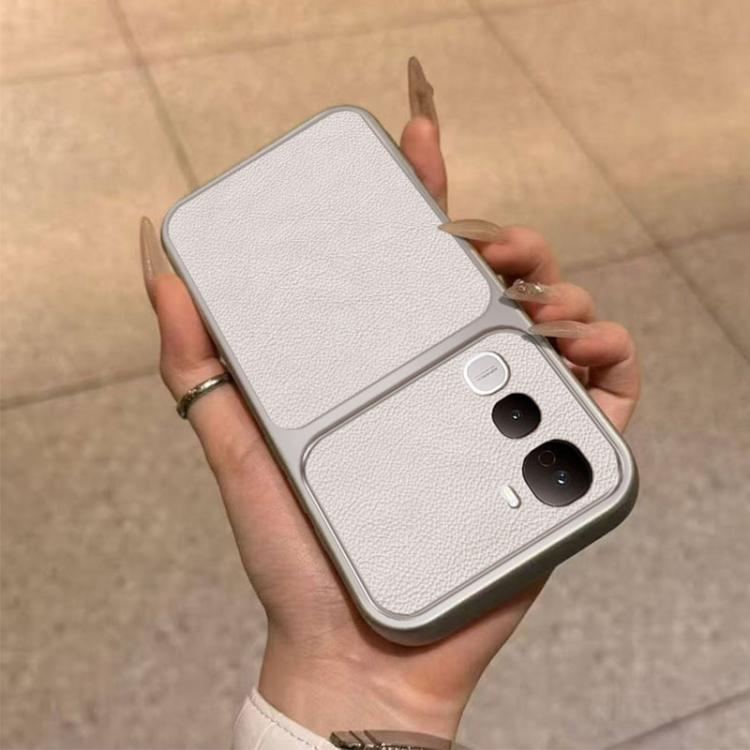 For vivo Y400 Pro 5G Global Large Window Leather Textured Coated TPU Phone Case - White