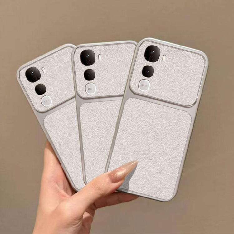 For vivo Y400 Pro 5G Global Large Window Leather Textured Coated TPU Phone Case - White