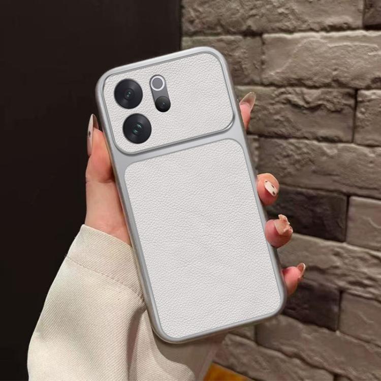 For vivo V70 5G Large Window Leather Textured Coated TPU Phone Case - White