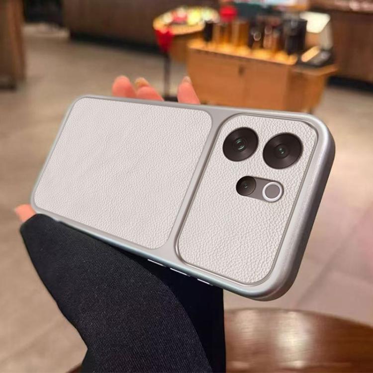 For vivo V70 5G Large Window Leather Textured Coated TPU Phone Case - White