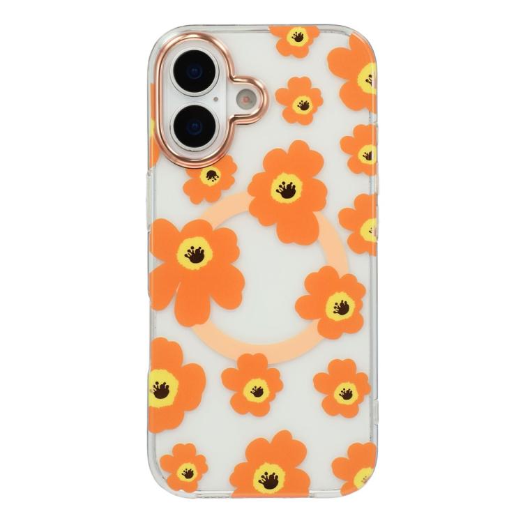 For iPhone 17 Floral Pattern TPU + PC Magnetic Phone Case