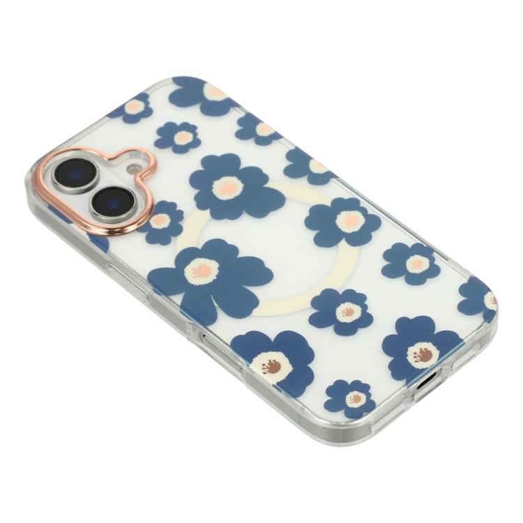 For iPhone 17 Floral Pattern TPU + PC Magnetic Phone Case