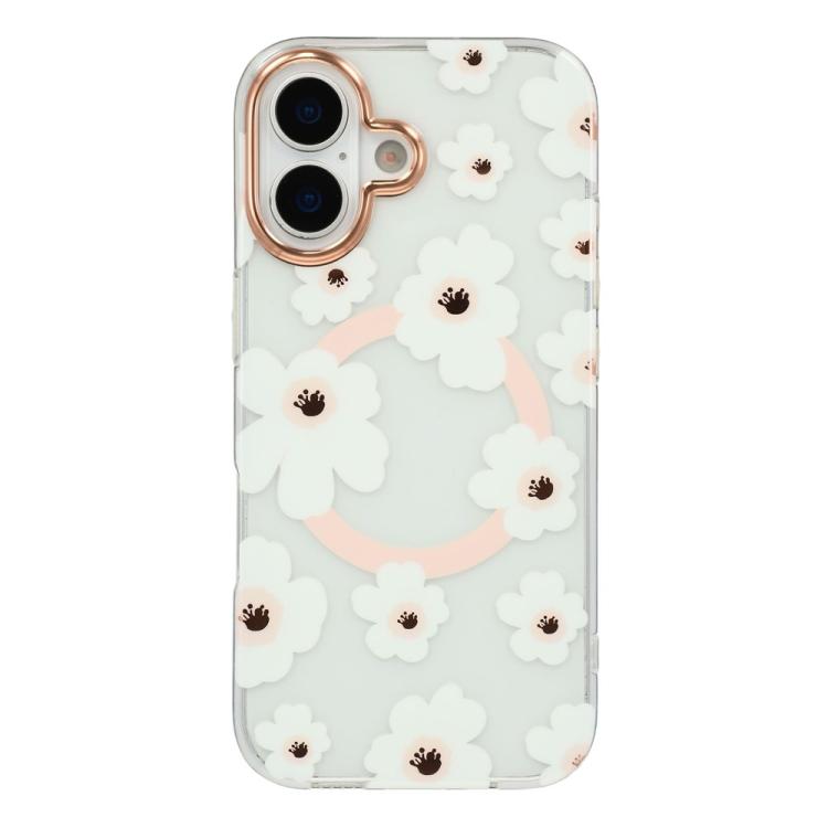 For iPhone 17 Floral Pattern TPU + PC Magnetic Phone Case