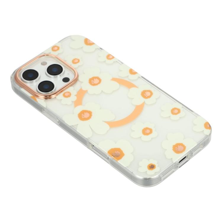 For iPhone 16 Pro Max Floral Pattern TPU + PC Magnetic Phone Case