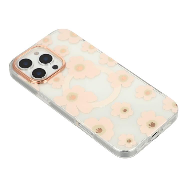 For iPhone 16 Pro Floral Pattern TPU + PC Magnetic Phone Case