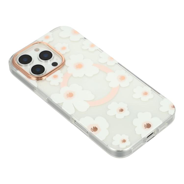 For iPhone 16 Pro Floral Pattern TPU + PC Magnetic Phone Case