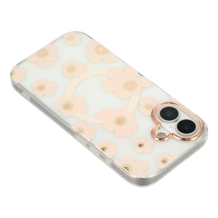 For iPhone 16 Floral Pattern TPU + PC Magnetic Phone Case