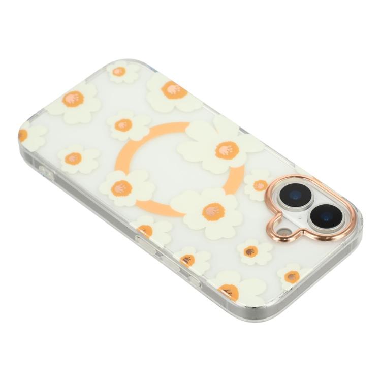 For iPhone 16 Floral Pattern TPU + PC Magnetic Phone Case
