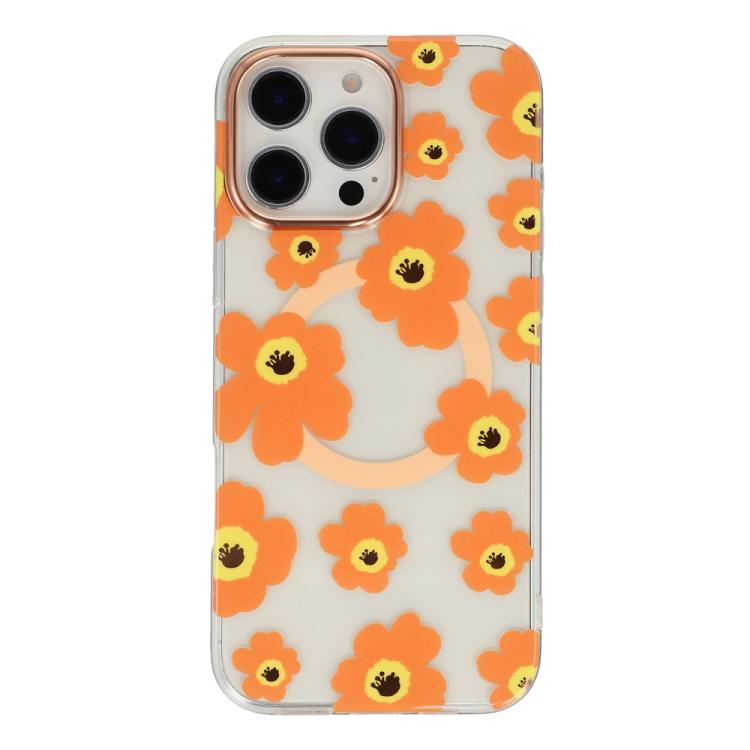 For iPhone 15 Pro Max Floral Pattern TPU + PC Magnetic Phone Case