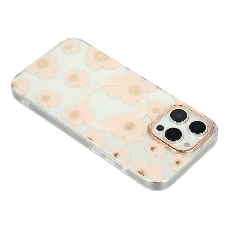 For iPhone 15 Pro Floral Pattern TPU + PC Magnetic Phone Case