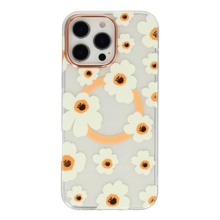 For iPhone 15 Pro Floral Pattern TPU + PC Magnetic Phone Case