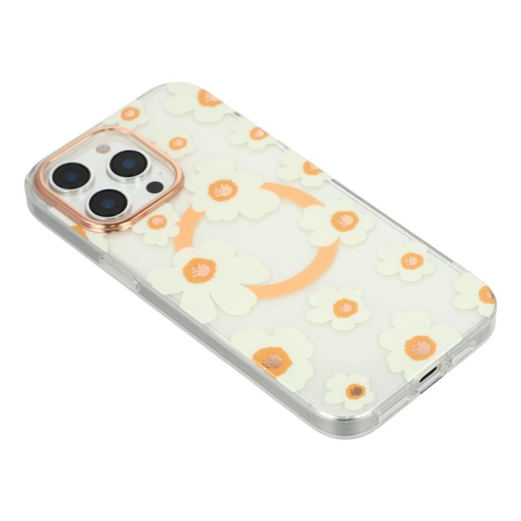 For iPhone 15 Pro Floral Pattern TPU + PC Magnetic Phone Case