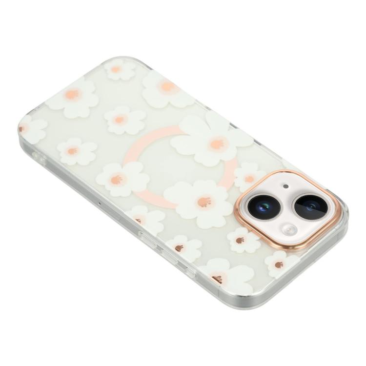 For iPhone 14 Floral Pattern TPU + PC Magnetic Phone Case