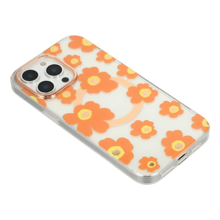 For iPhone 14 Pro Floral Pattern TPU + PC Magnetic Phone Case