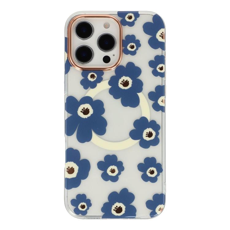 For iPhone 14 Pro Floral Pattern TPU + PC Magnetic Phone Case
