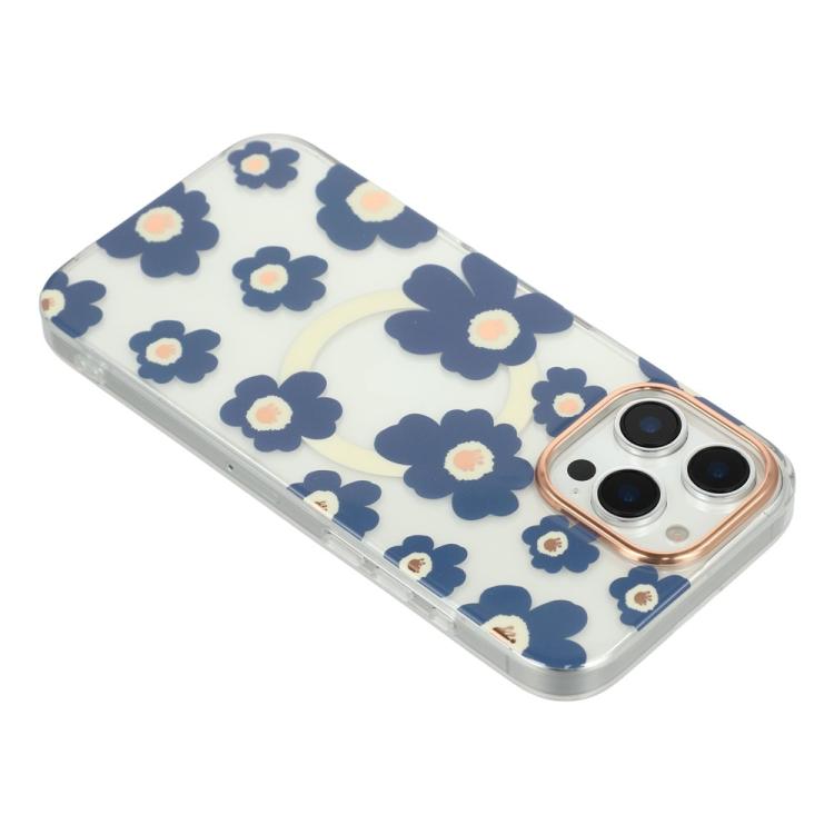 For iPhone 14 Pro Floral Pattern TPU + PC Magnetic Phone Case