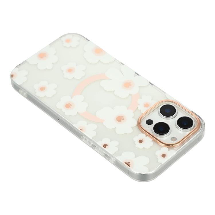 For iPhone 14 Pro Floral Pattern TPU + PC Magnetic Phone Case