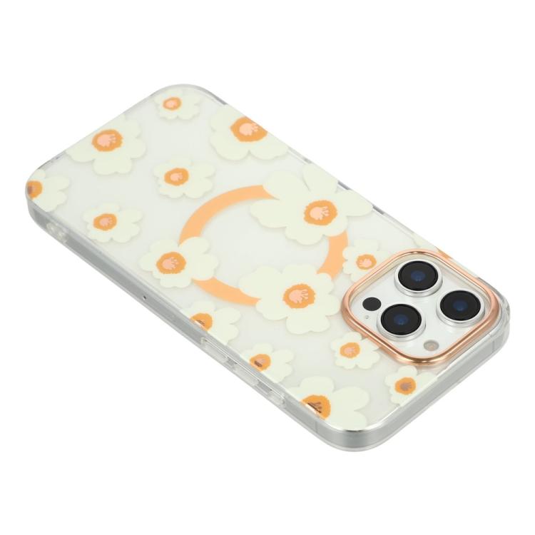For iPhone 14 Pro Max Floral Pattern TPU + PC Magnetic Phone Case