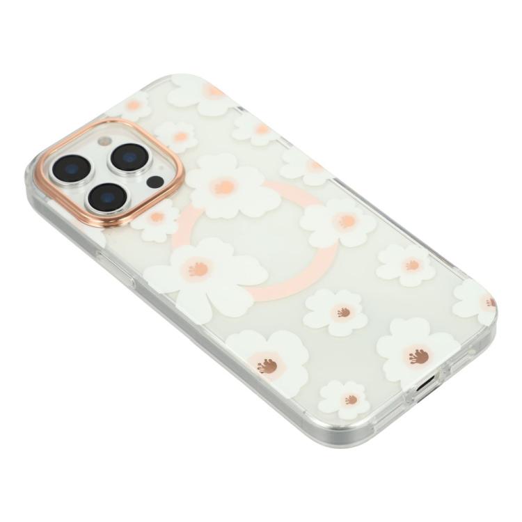 For iPhone 14 Pro Max Floral Pattern TPU + PC Magnetic Phone Case