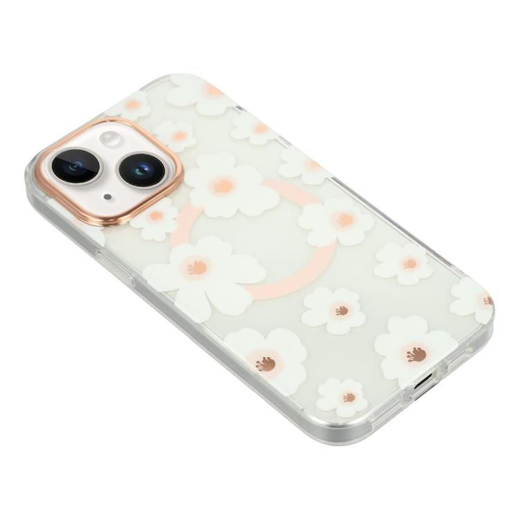 For iPhone 13 Floral Pattern TPU + PC Magnetic Phone Case