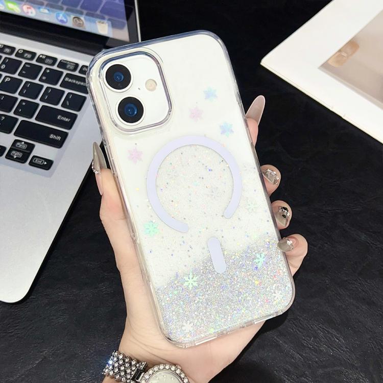 For iPhone 17 Clear Glitter TPU Magnetic Phone Case