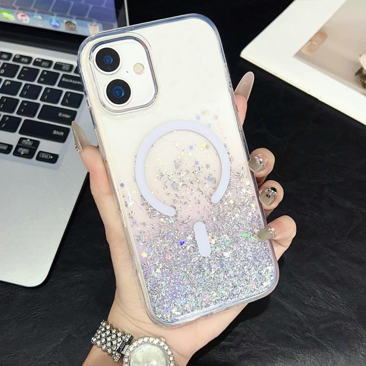 For iPhone 17 Clear Glitter TPU Magnetic Phone Case