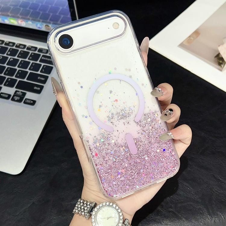 For iPhone Air Clear Glitter TPU Magnetic Phone Case