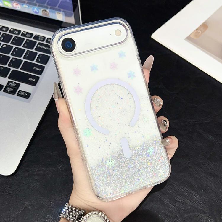 For iPhone Air Clear Glitter TPU Magnetic Phone Case