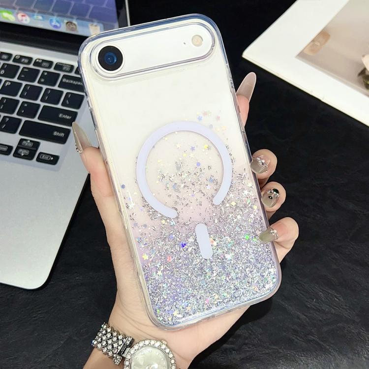 For iPhone Air Clear Glitter TPU Magnetic Phone Case