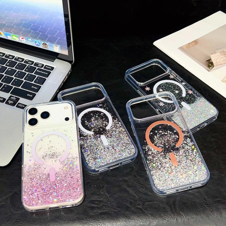 For iPhone 17 Pro Max Clear Glitter TPU Magnetic Phone Case